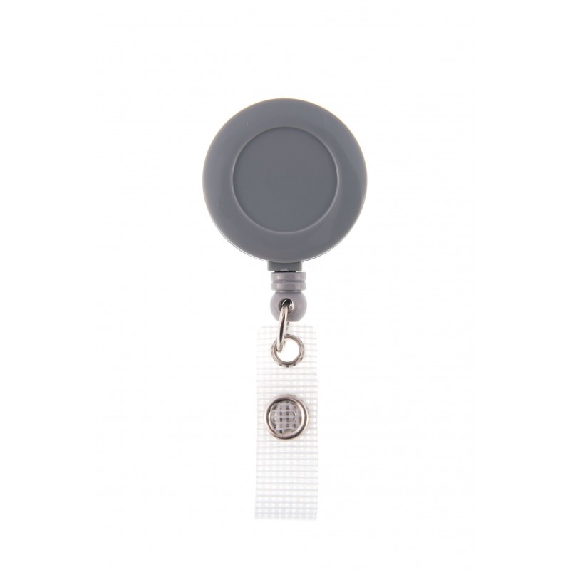 Porte-badge avec enrouleur, oval, gris