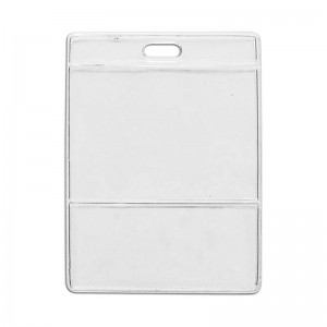 Karteo® Ausweishülle mit Farbbalken weiß und Clip, Kartenhalter vertikal
