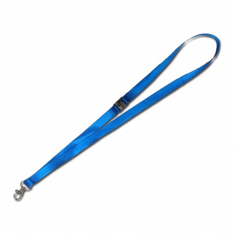 15mm flat satin lanyard with safety feature and metal dog hook