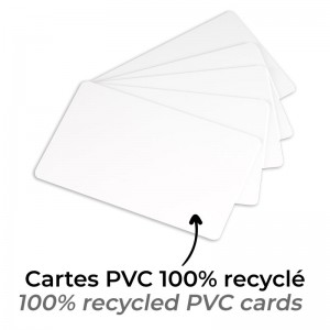 Pack of 100 100% recycled PVC cards - White