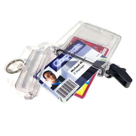 Clear plastic waterproof case with key ring - Clearbox (pack of 10)