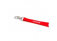 15 mm "VISITEUR" pre-printed lanyard with nickel-plated dog hook (pack of 100)