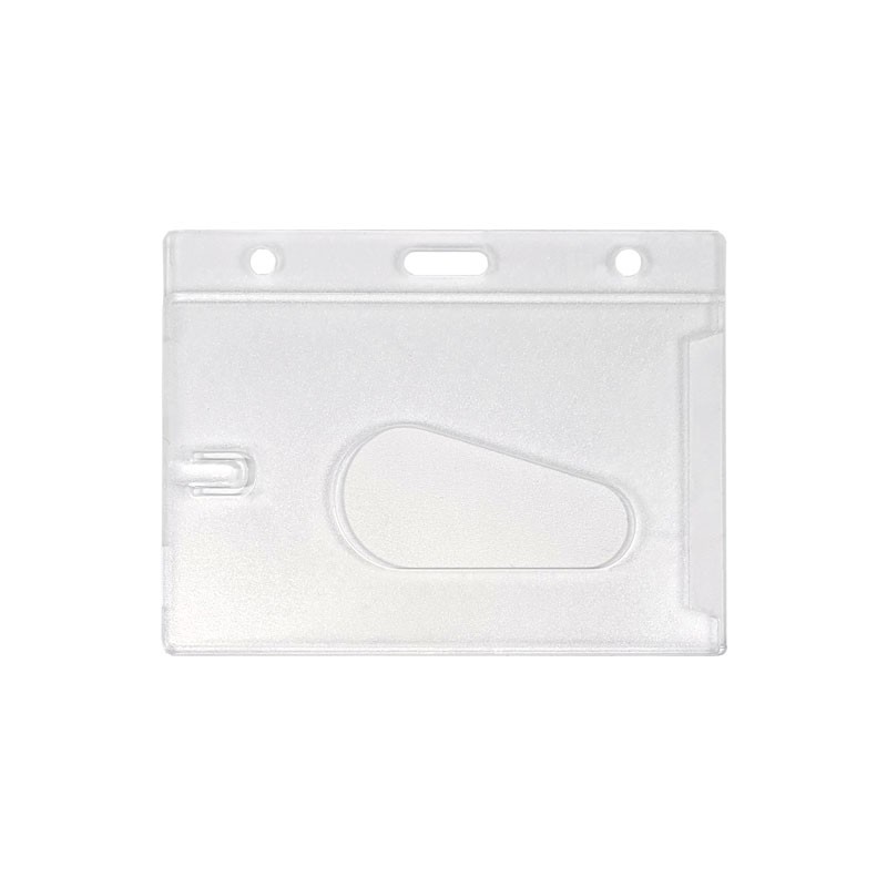 Frosted polystyrene badge holder for 1 card - transparent