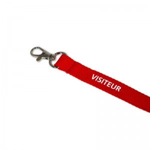 Sicheres, flaches Lanyard 15 mm mit Vordruck "VISITEUR" (100 Stück)