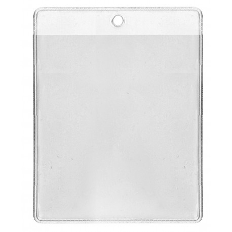 Clear badge holder for 86 x 101 mm badges - round perforation (pack of 100)