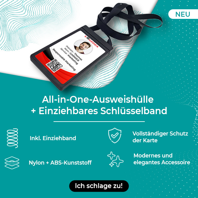 Einziehbares Schlüsselband + All-in-One-Ausweishülle